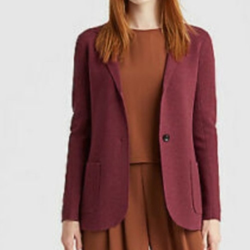 EILEEN FISHER COLLAR CARDIGAN L/G - Picture 1 of 8